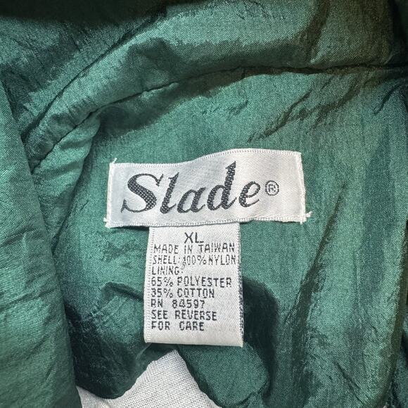 Slade Vintage 80’s Windbreaker Track Jacket Size XL Green & Gold Pattern - Picture 3 of 6